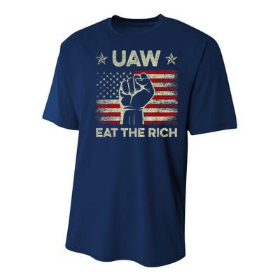 Uaw Eat The Rich Uaw Strong Uaw Proud Union Vintage Us Flag Youth Performance Sprint T-Shirt