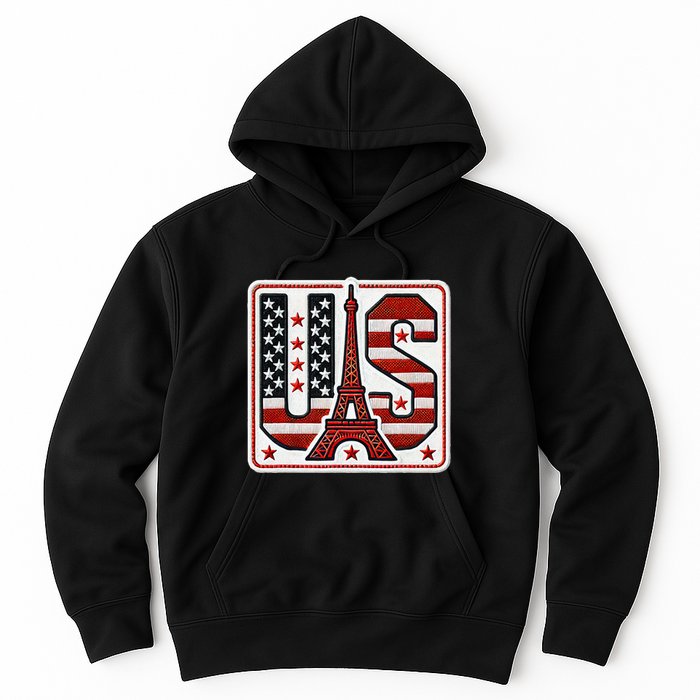 Usa Eiffel Tower 2024 Summer Sports Patriotic Supporter Hoodie