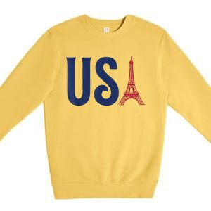 Usa Eiffel Tower Team Souvenir 2024 France Paris Holiday Premium Crewneck Sweatshirt