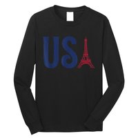 Usa Eiffel Tower Team Souvenir 2024 France Paris Holiday Long Sleeve Shirt