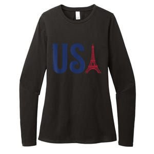 Usa Eiffel Tower Team Souvenir 2024 France Paris Holiday Womens CVC Long Sleeve Shirt