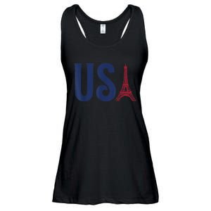 Usa Eiffel Tower Team Souvenir 2024 France Paris Holiday Ladies Essential Flowy Tank