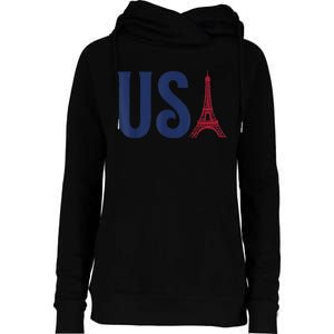 Usa Eiffel Tower Team Souvenir 2024 France Paris Holiday Womens Funnel Neck Pullover Hood