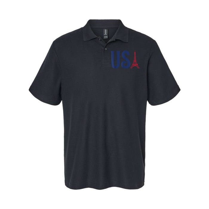 Usa Eiffel Tower Team Souvenir 2024 France Paris Holiday Softstyle Adult Sport Polo