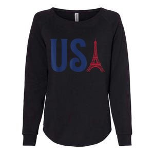 Usa Eiffel Tower Team Souvenir 2024 France Paris Holiday Womens California Wash Sweatshirt