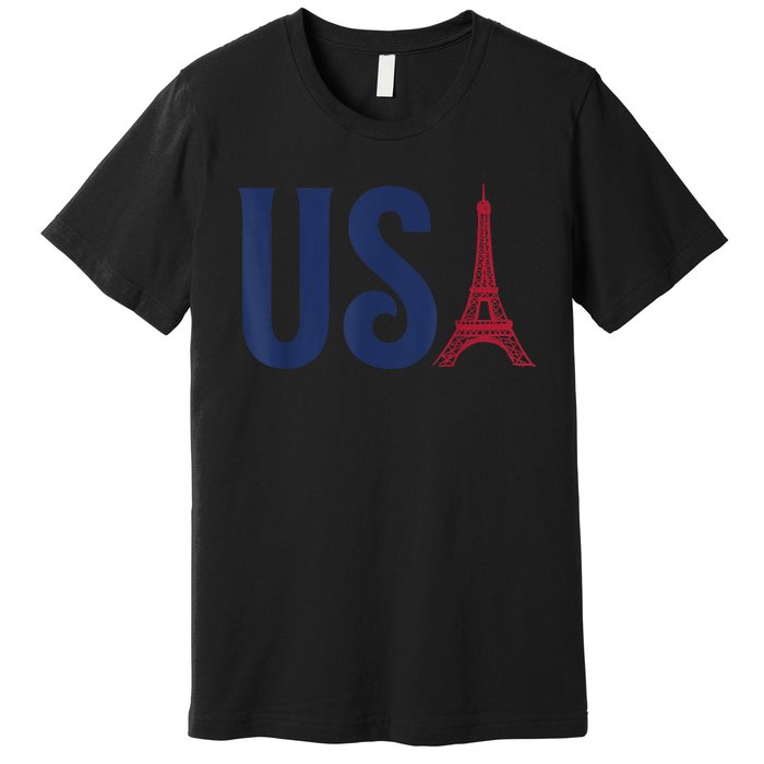 Usa Eiffel Tower Team Souvenir 2024 France Paris Holiday Premium T-Shirt