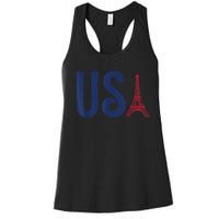 Usa Eiffel Tower Team Souvenir 2024 France Paris Holiday Women's Racerback Tank