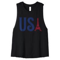 Usa Eiffel Tower Team Souvenir 2024 France Paris Holiday Women's Racerback Cropped Tank