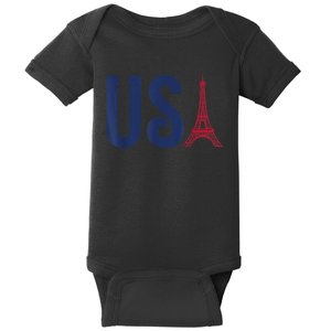 Usa Eiffel Tower Team Souvenir 2024 France Paris Holiday Baby Bodysuit