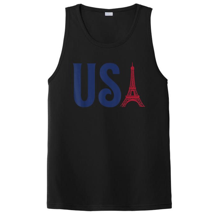 Usa Eiffel Tower Team Souvenir 2024 France Paris Holiday PosiCharge Competitor Tank