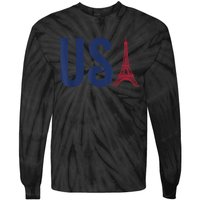 Usa Eiffel Tower Team Souvenir 2024 France Paris Holiday Tie-Dye Long Sleeve Shirt