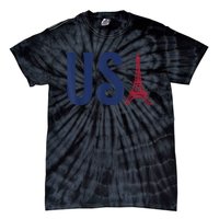 Usa Eiffel Tower Team Souvenir 2024 France Paris Holiday Tie-Dye T-Shirt