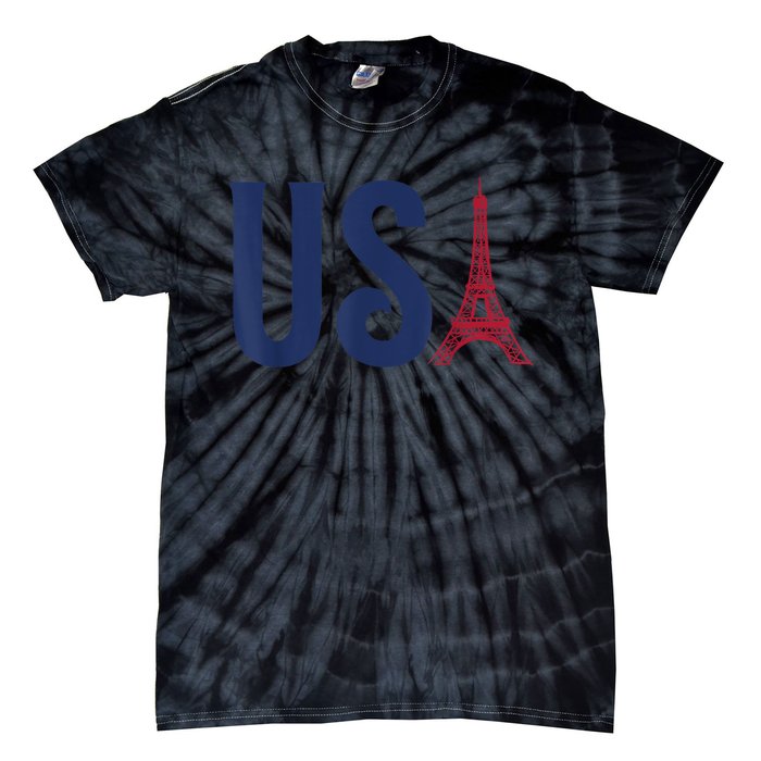 Usa Eiffel Tower Team Souvenir 2024 France Paris Holiday Tie-Dye T-Shirt