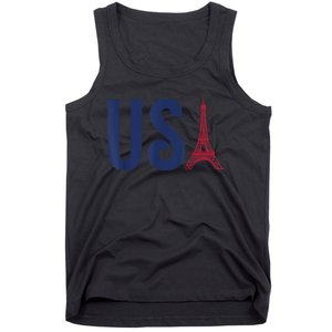 Usa Eiffel Tower Team Souvenir 2024 France Paris Holiday Tank Top