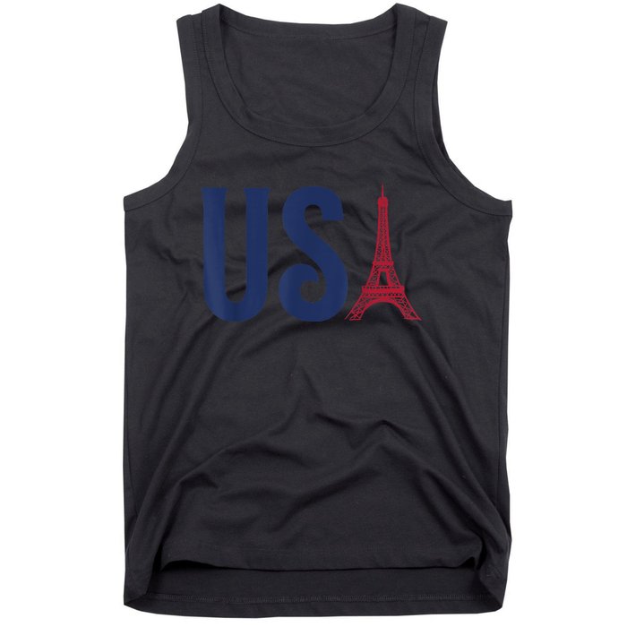 Usa Eiffel Tower Team Souvenir 2024 France Paris Holiday Tank Top