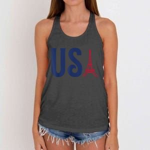 Usa Eiffel Tower Team Souvenir 2024 France Paris Holiday Women's Knotted Racerback Tank