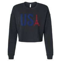 Usa Eiffel Tower Team Souvenir 2024 France Paris Holiday Cropped Pullover Crew