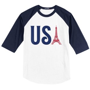 Usa Eiffel Tower Team Souvenir 2024 France Paris Holiday Baseball Sleeve Shirt