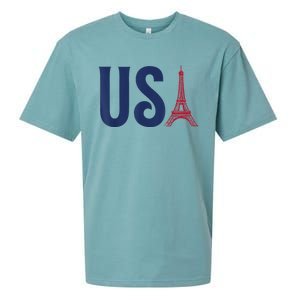 Usa Eiffel Tower Team Souvenir 2024 France Paris Holiday Sueded Cloud Jersey T-Shirt