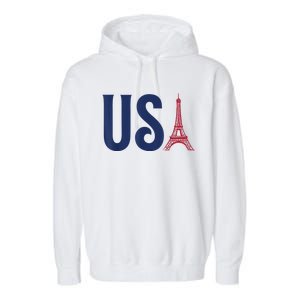 Usa Eiffel Tower Team Souvenir 2024 France Paris Holiday Garment-Dyed Fleece Hoodie