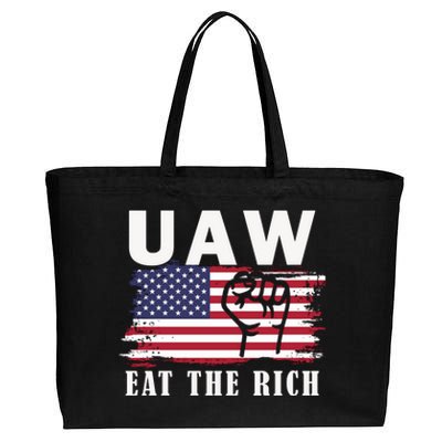 Uaw Eat The Rich American Flag Cotton Canvas Jumbo Tote