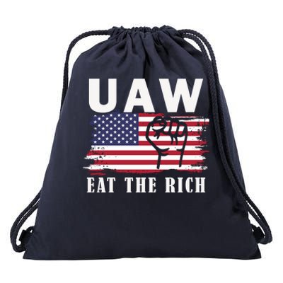 Uaw Eat The Rich American Flag Drawstring Bag