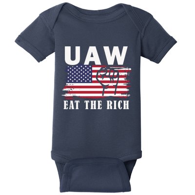 Uaw Eat The Rich American Flag Baby Bodysuit