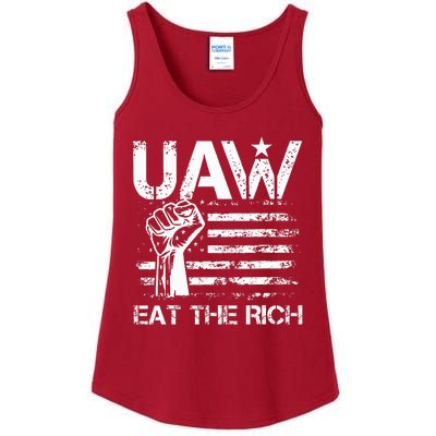 Uaw Eat The Rich Uaw Strong Uaw Proud Union Vintage Us Flag Ladies Essential Tank