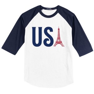 Usa Eiffel Tower Team Souvenir 2024 France Paris Holiday Baseball Sleeve Shirt