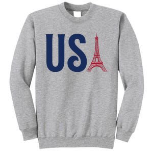 Usa Eiffel Tower Team Souvenir 2024 France Paris Holiday Tall Sweatshirt