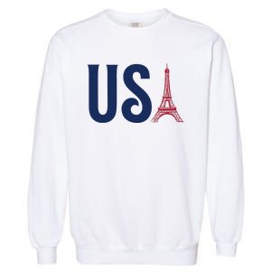 Usa Eiffel Tower Team Souvenir 2024 France Paris Holiday Garment-Dyed Sweatshirt