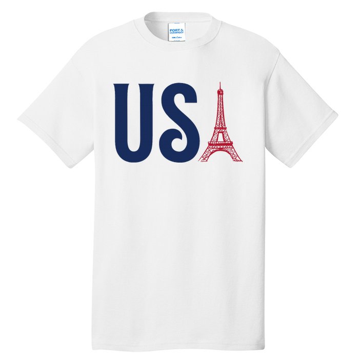 Usa Eiffel Tower Team Souvenir 2024 France Paris Holiday Tall T-Shirt