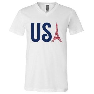 Usa Eiffel Tower Team Souvenir 2024 France Paris Holiday V-Neck T-Shirt