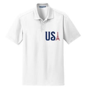 Usa Eiffel Tower Team Souvenir 2024 France Paris Holiday Dry Zone Grid Polo