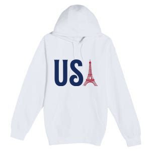 Usa Eiffel Tower Team Souvenir 2024 France Paris Holiday Premium Pullover Hoodie