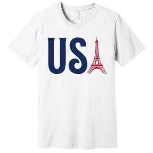 Usa Eiffel Tower Team Souvenir 2024 France Paris Holiday Premium T-Shirt