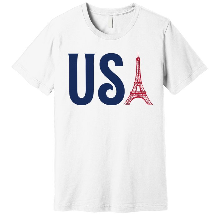 Usa Eiffel Tower Team Souvenir 2024 France Paris Holiday Premium T-Shirt