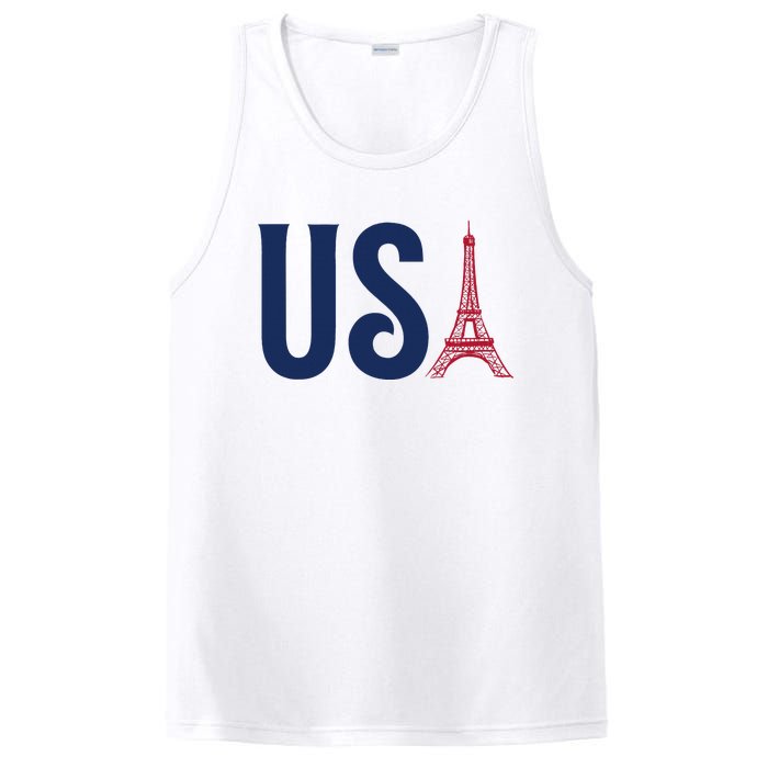 Usa Eiffel Tower Team Souvenir 2024 France Paris Holiday PosiCharge Competitor Tank