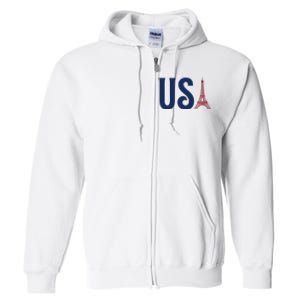 Usa Eiffel Tower Team Souvenir 2024 France Paris Holiday Full Zip Hoodie