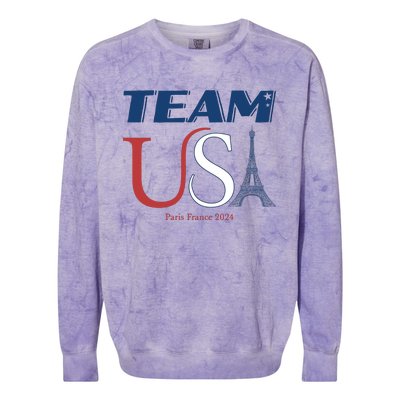 Usa Eiffel Tower Usa 2024 Colorblast Crewneck Sweatshirt