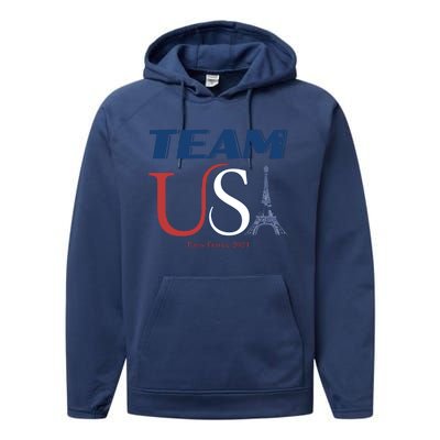 Usa Eiffel Tower Usa 2024 Performance Fleece Hoodie