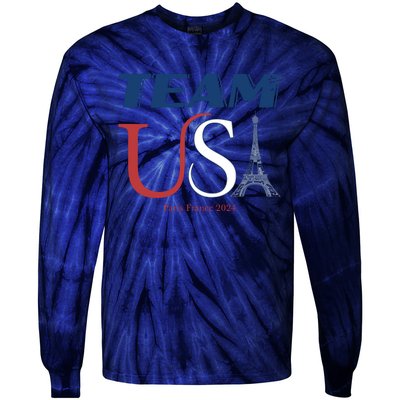 Usa Eiffel Tower Usa 2024 Tie-Dye Long Sleeve Shirt