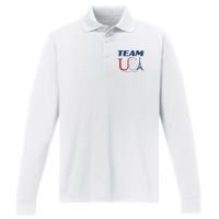 Usa Eiffel Tower Usa 2024 Performance Long Sleeve Polo