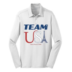 Usa Eiffel Tower Usa 2024 Silk Touch Performance Long Sleeve Polo