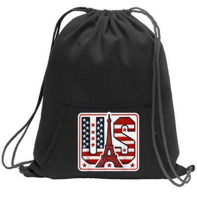 Usa Eiffel Tower 2024 Summer Sports Patriotic Supporter Sweatshirt Cinch Pack Bag