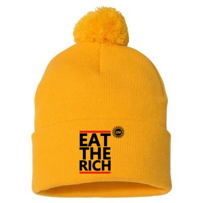 Uaw Eat The Rich Pom Pom 12in Knit Beanie