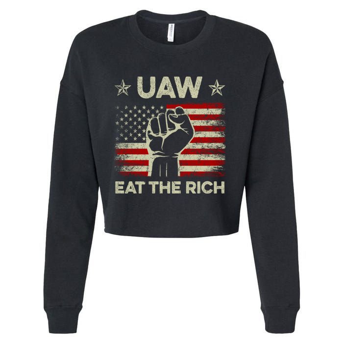 Uaw Eat The Rich Cropped Pullover Crew