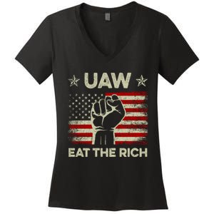 Uaw Eat The Rich Women's V-Neck T-Shirt