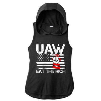 Uaw Eat The Rich Ladies PosiCharge Tri-Blend Wicking Draft Hoodie Tank