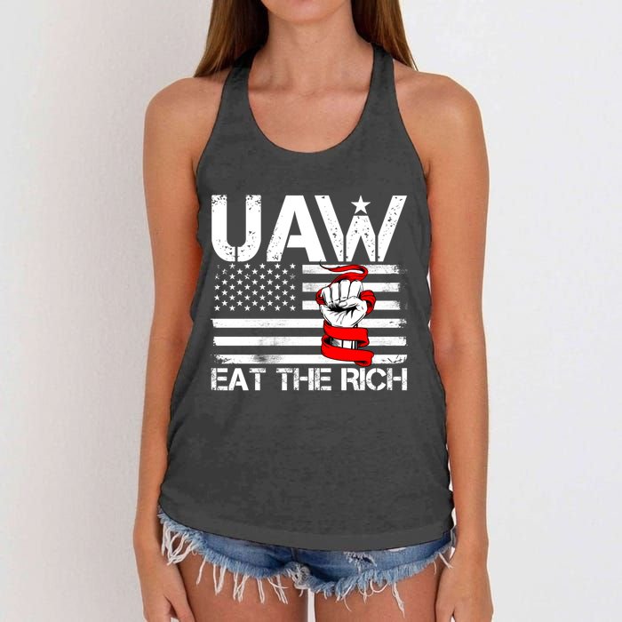 Uaw Eat The Rich Women's Knotted Racerback Tank